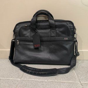 TUMI black leather laptop briefcase